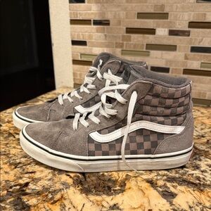 Vans Brown and Gray Checkered High-Tops